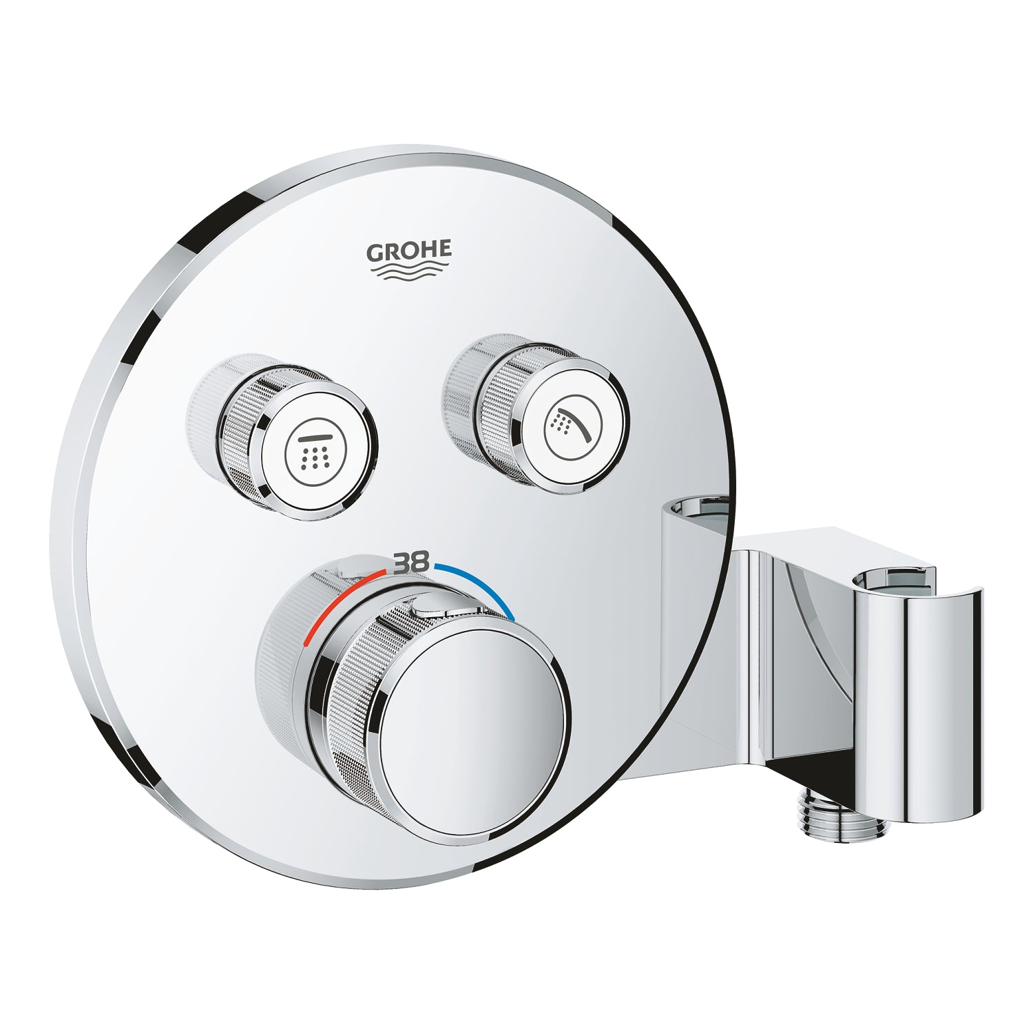 Grohe Grohtherm Çift Valfli Akış Kontrollü, Ankastre Termostatik Banyo Bataryası (Sıva Üstü Grubu), El Duşu Askılı - alternatif görünüm - GROHE 29120000