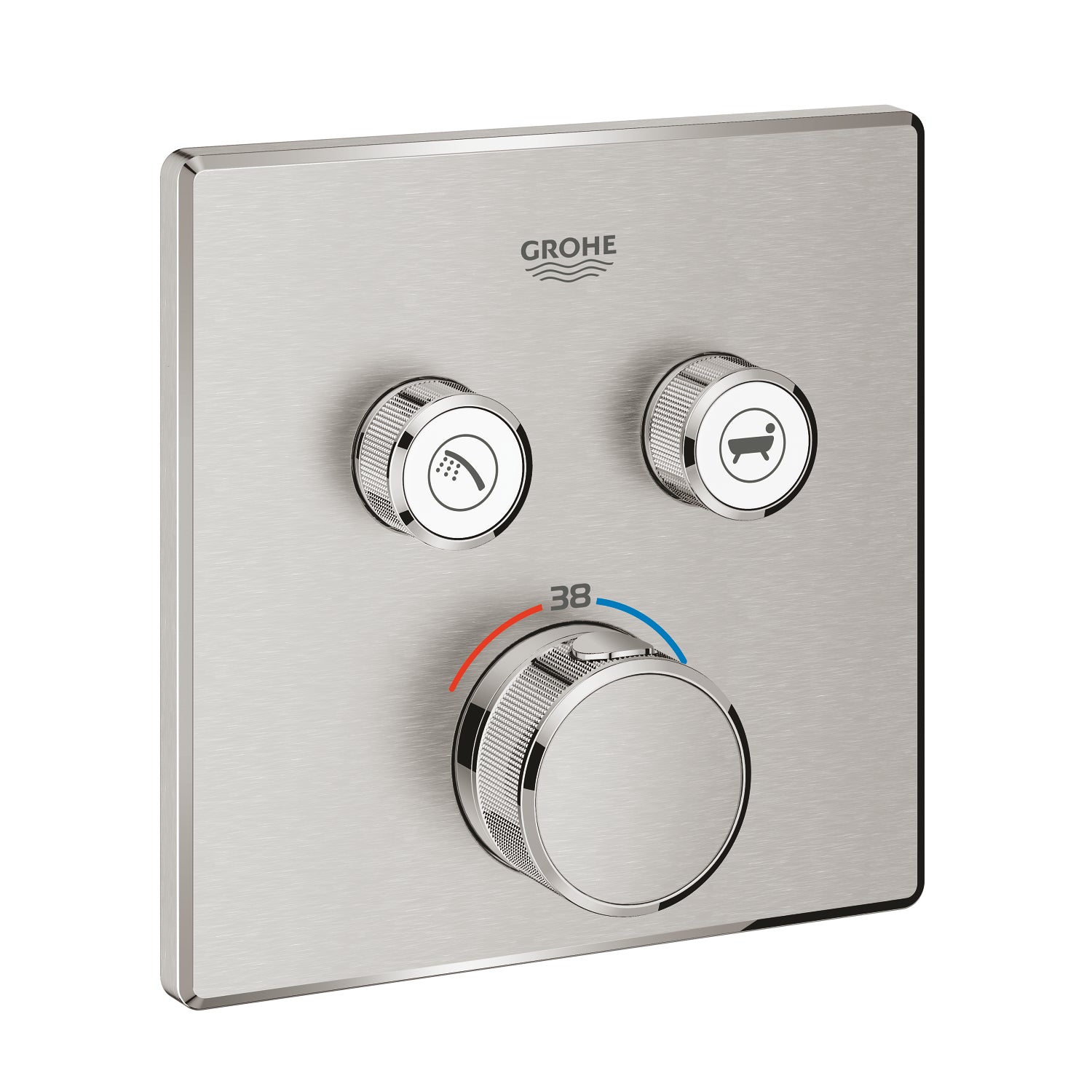 Grohe Grohtherm SmartControl Akış Kontrollü Ankastre Termostatik Banyo Bataryası (2 Yollu, Sıva Üstü Grubu), Paslanmaz Çelik - alternatif görünüm - GROHE 29124DC0