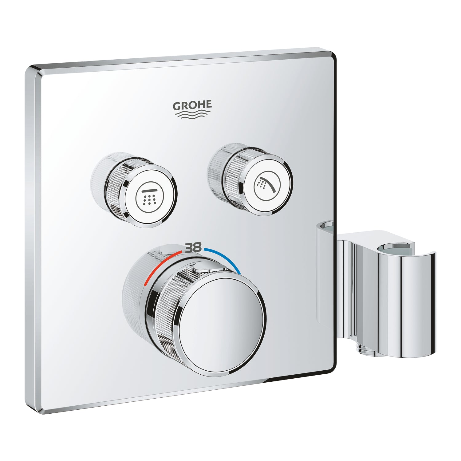Grohe Grohtherm Çift Valfli Akış Kontrollü, Ankastre Termostatik Banyo Bataryası (Sıva Üstü Grubu), El Duşu Askılı - alternatif görünüm - GROHE 29125000