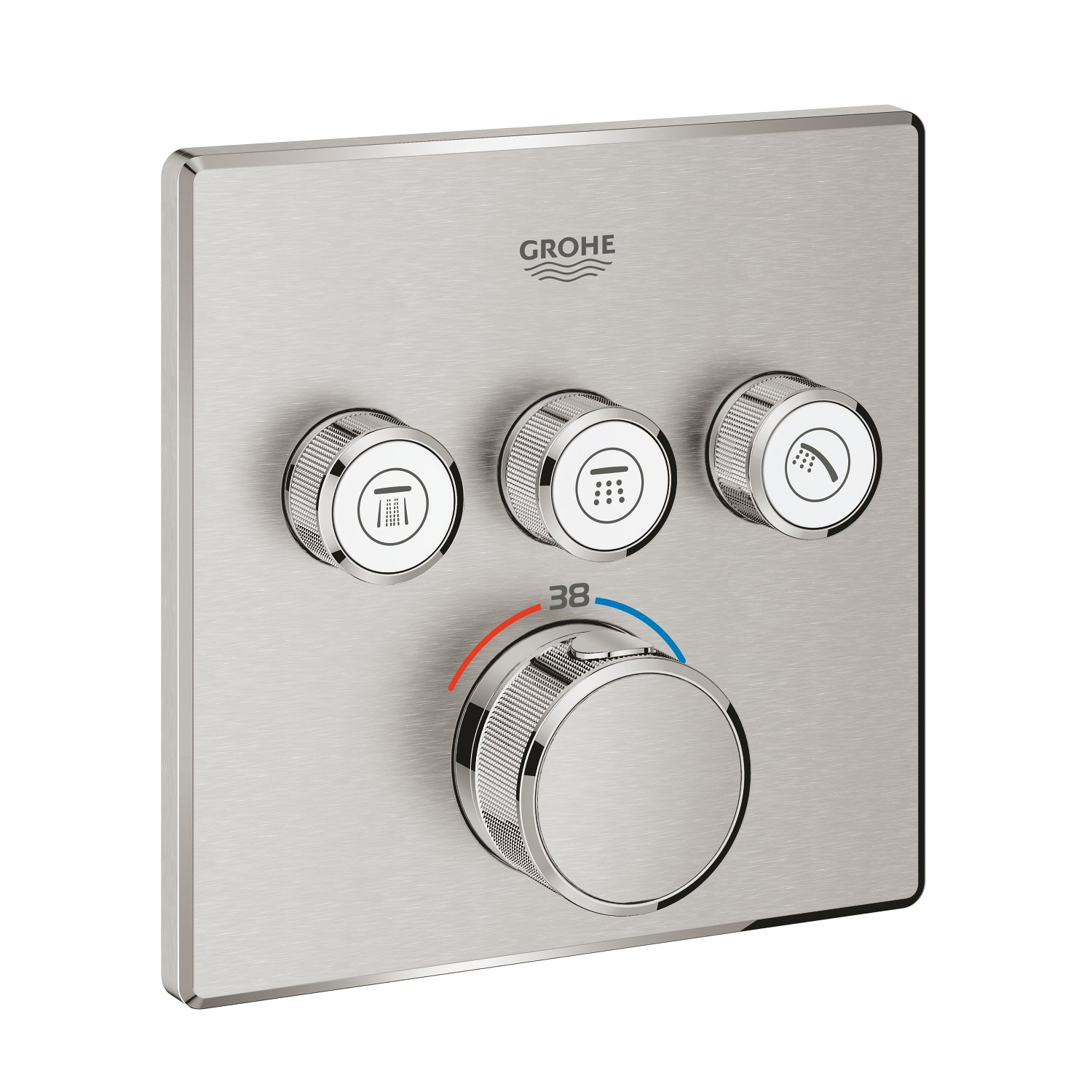 Grohe Grohtherm SmartControl Akış Kontrollü Ankastre Termostatik Banyo Bataryası (3 Yollu, Sıva Üstü Grubu), Paslanmaz Çelik - alternatif görünüm - GROHE 29126DC0