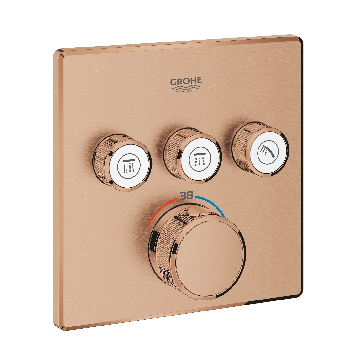 Grohe Grohtherm SmartControl Akış Kontrollü Ankastre Termostatik Banyo Bataryası (3 Yollu, Sıva Üstü Grubu), Fırçalı Bakır - alternatif görünüm - GROHE 29126DL0