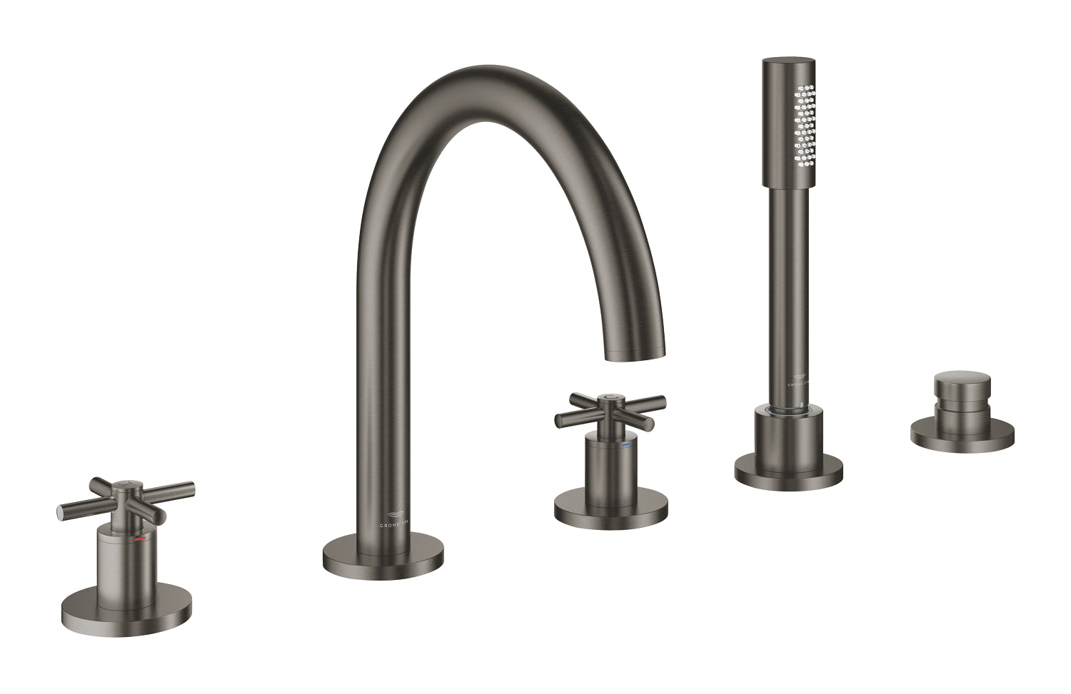 Grohe Atrio 5 Delikli Ankastre Küvet Bataryası (Sıva Üstü Grubu), Fırçalı Sert Grafit - GROHE 29408AL0