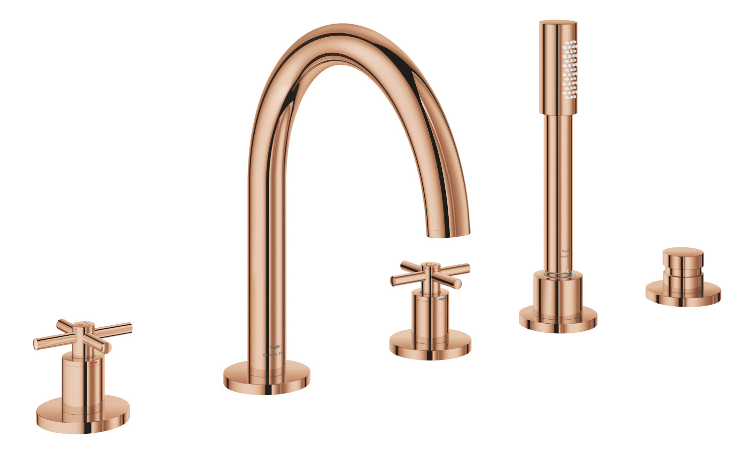 Grohe Atrio 5 Delikli Ankastre Küvet Bataryası (Sıva Üstü Grubu), Bakır - GROHE 29408DA0