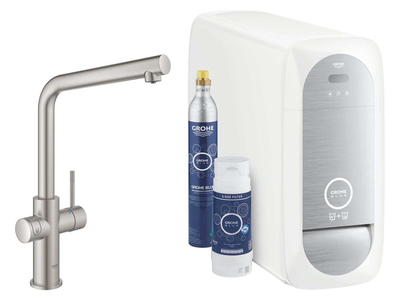 Grohe Blue Home Arıtmalı İçme Suyu ve Soda Yapan Eviye Bataryası, Paslanmaz Çelik - GROHE 31454DC1