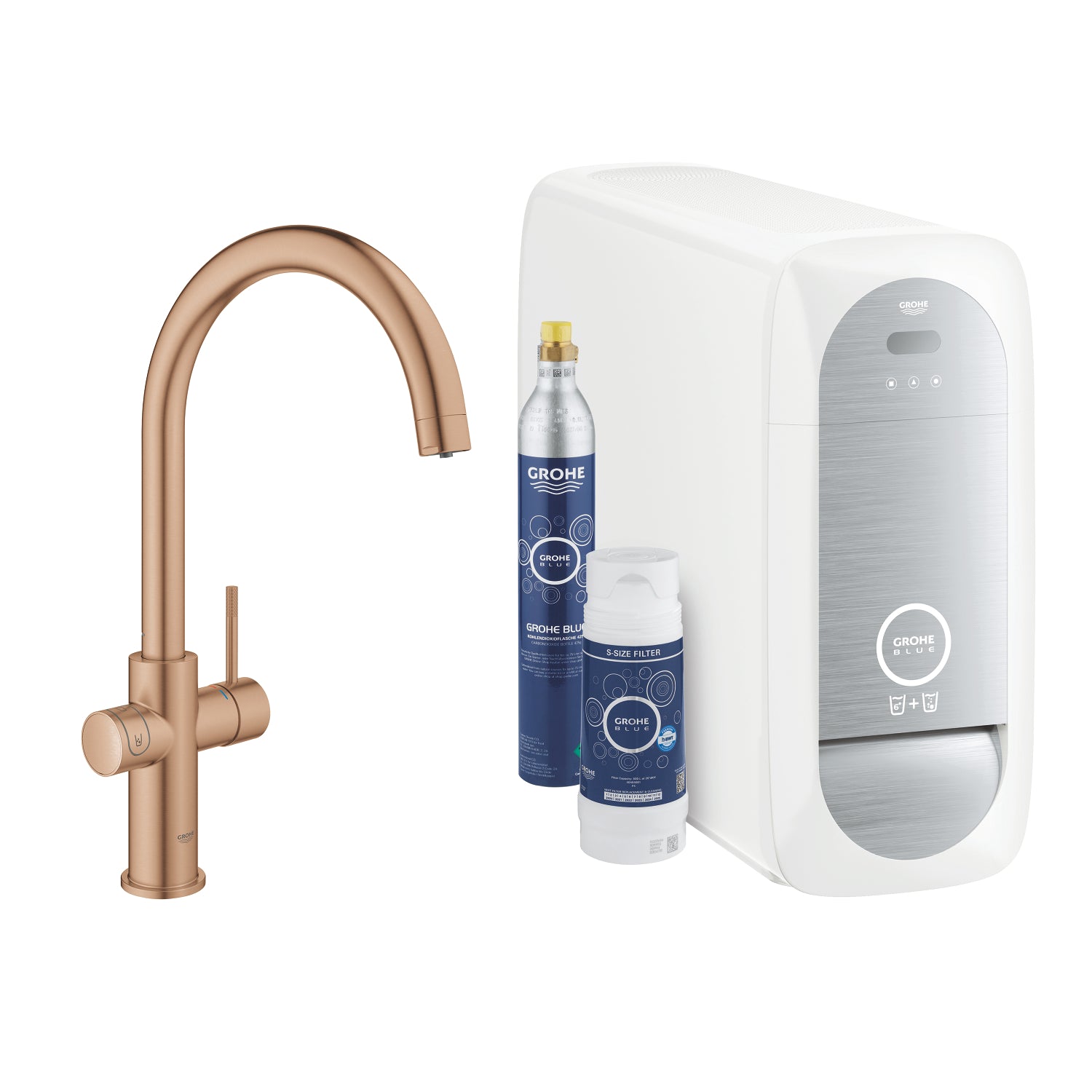 Grohe Blue Home Arıtmalı İçme Suyu ve Soda Yapan Eviye Bataryası, Fırçalı Bakır - alternatif görünüm - GROHE 31455DL1