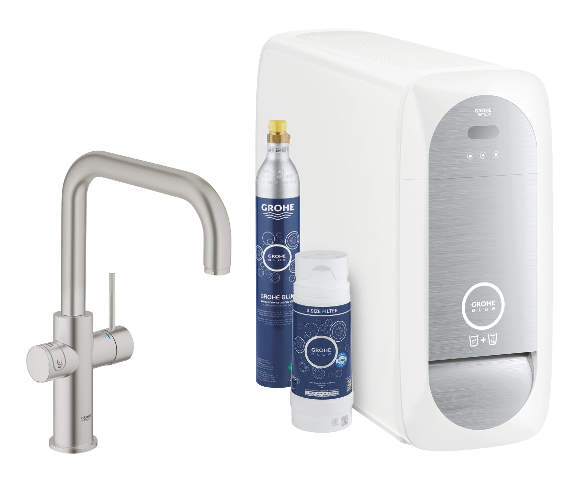 Grohe Blue Home Arıtmalı İçme Suyu ve Soda Yapan Eviye Bataryası, Paslanmaz Çelik - GROHE 31456DC1