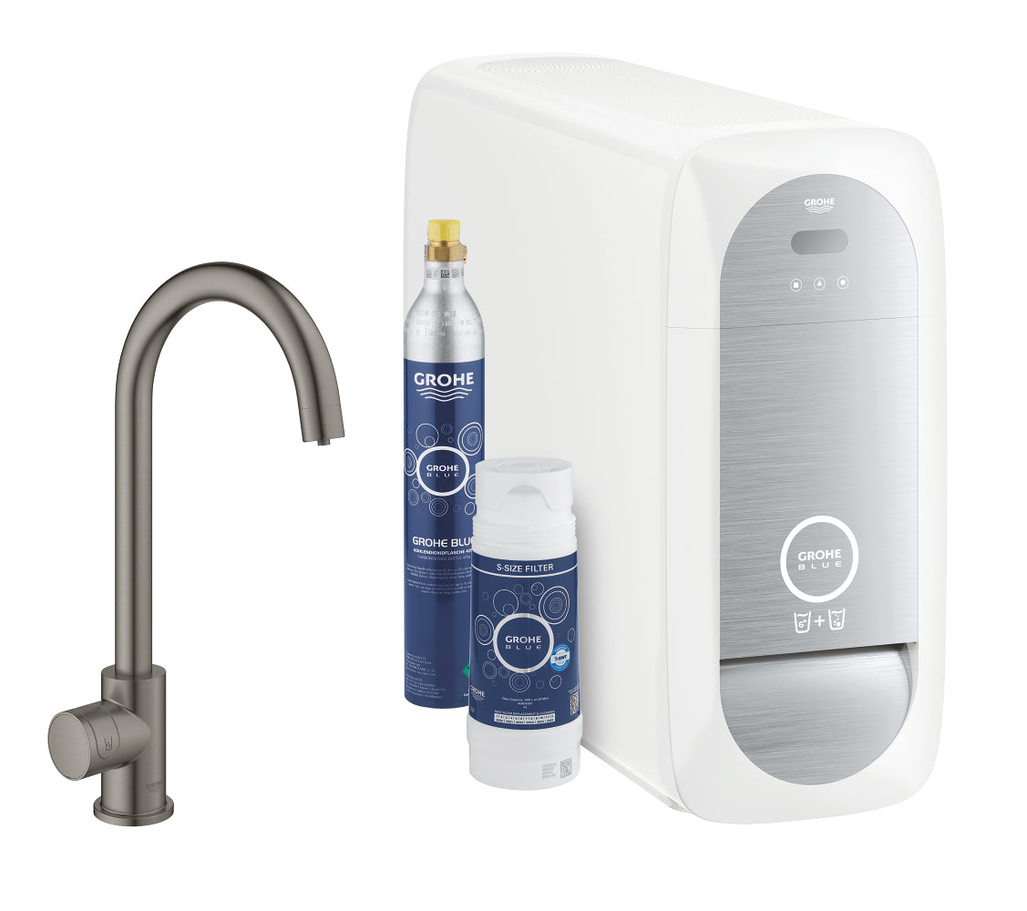 Grohe Blue Home Professional Mono Eviye Bataryası Başlangıç Seti, Fırçalı Sert Grafit - GROHE 31498AL1