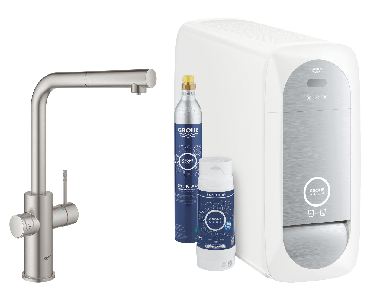 Grohe Blue Home Arıtmalı İçme Suyu ve Soda Yapan Spiralli Eviye Bataryası, Paslanmaz Çelik - GROHE 31539DC0