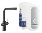 Grohe Blue Home Arıtmalı İçme Suyu ve Soda Yapan Spiralli Eviye Bataryası Seti, Kadife Siyah - GROHE 31539KS0
