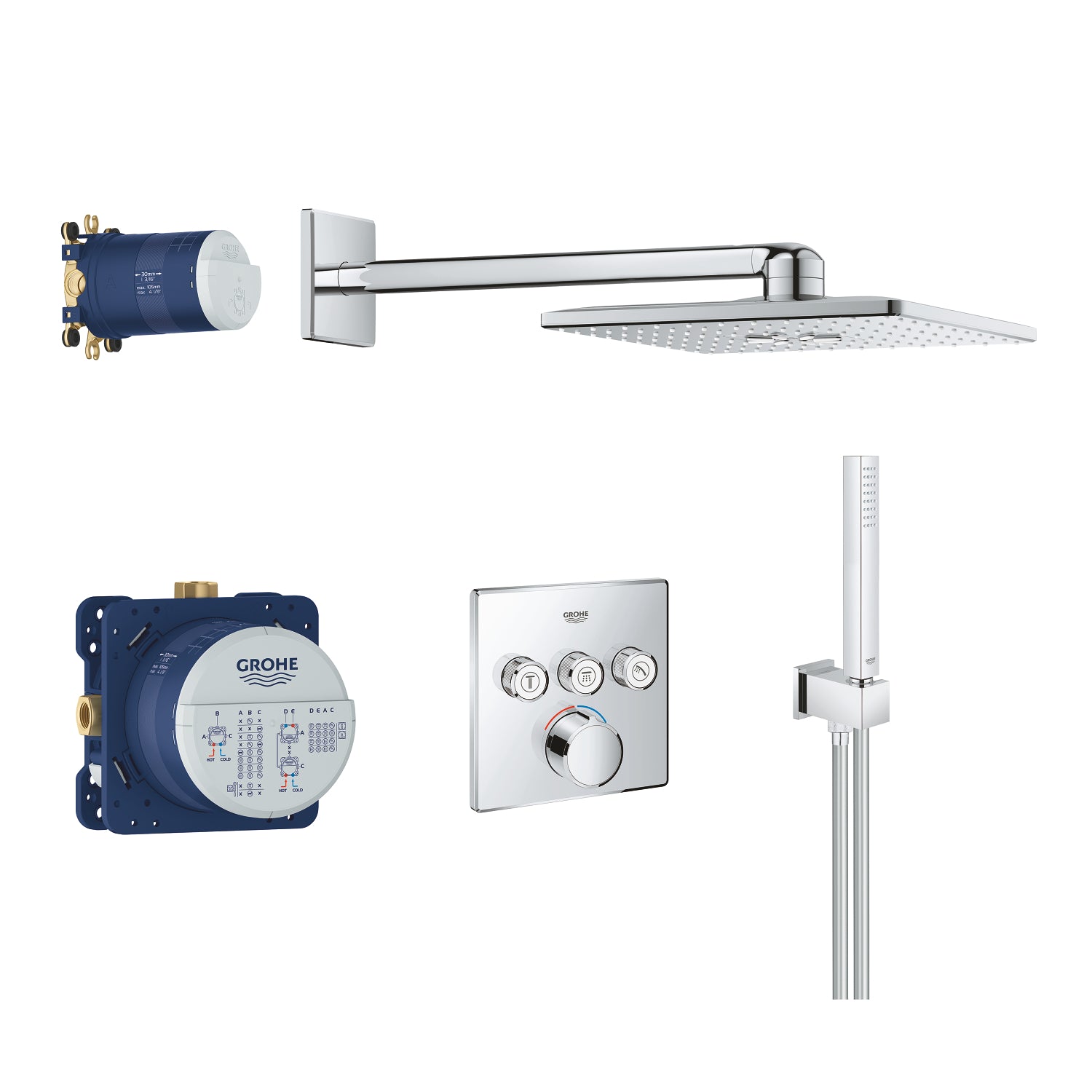Grohe SmartControl Perfect Ankastre Banyo/Duş Bataryası, Tepe ve El Duşu Seti - alternatif görünüm - GROHE 34712000