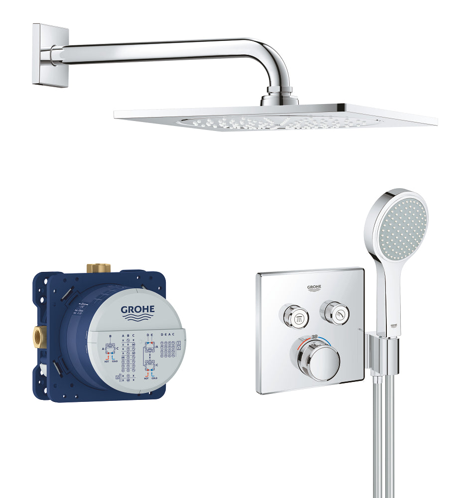 Grohe Grohtherm SmartControl Perfect Ankastre Termostatik Banyo/Duş Bataryası, Tepe ve El Duşu Seti