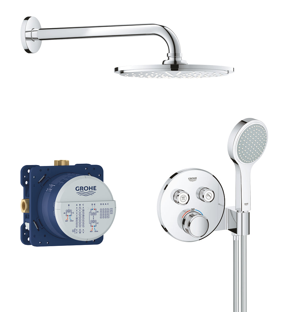 Grohe Grohtherm SmartControl Perfect Ankastre Termostatik Banyo/Duş Bataryası, Tepe ve El Duşu Seti