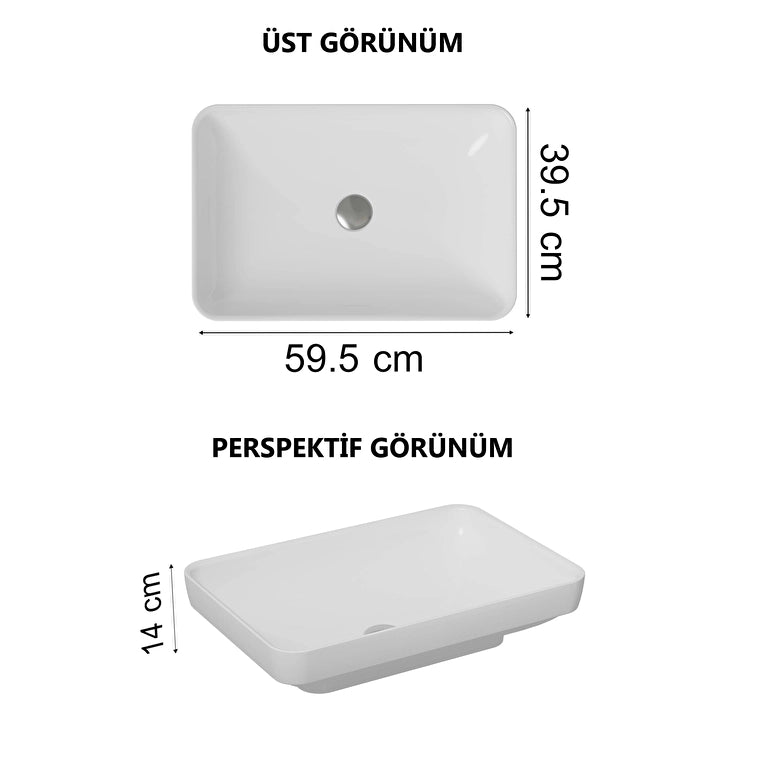 VitrA Water Jewels Dikdörtgen Çanak Lavabo, 60 cm, Beyaz