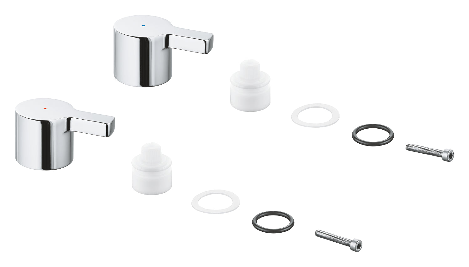 Grohe Lineare Pair Of Handles Blue/Red - 48316000 - GROHE 48316000