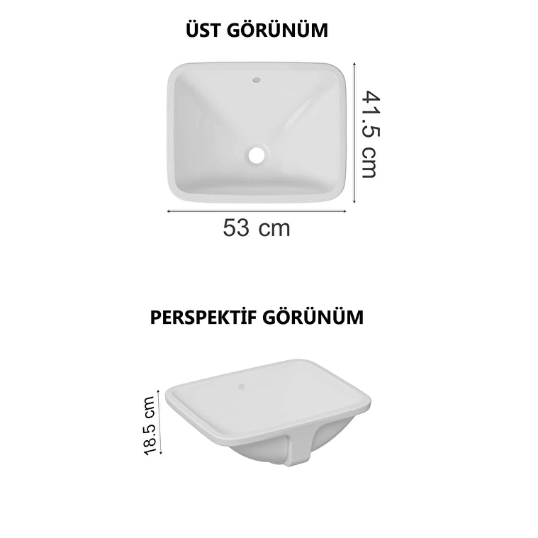 VitrA S20 Tezgahaltı Lavabo, Dikdörtgen, 55x42 cm
