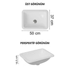 VitrA S20 Tezgahaltı Lavabo, Dikdörtgen, Kompakt, 50x37 cm