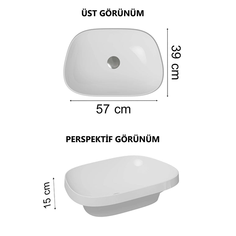 VitrA Frame Yarım Tezgahüstü Lavabo, Tv Shape, 55x39 cm, Mat Beyaz