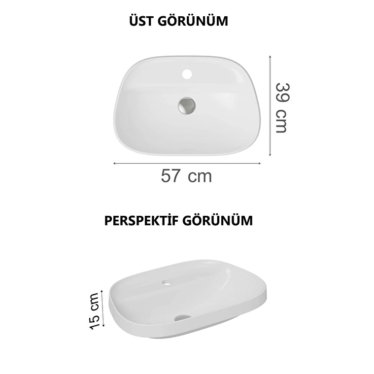 VitrA Frame Yarım Tezgahüstü Lavabo, Tv Shape, 57x39 cm