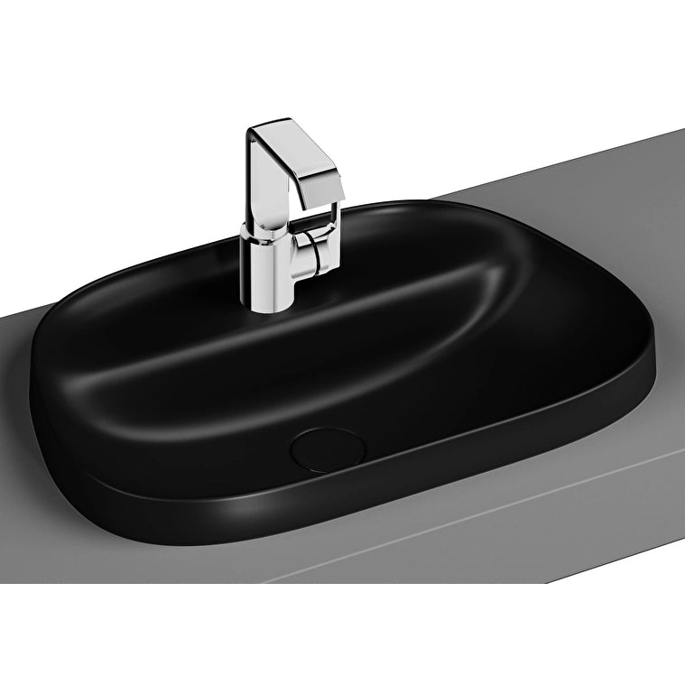 VitrA Frame Yarım Tezgahüstü Lavabo, Tv Shape, 57x39 cm, Mat Siyah
