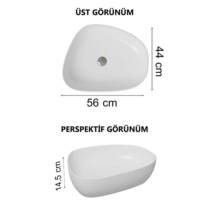 VitrA Outline Asimetrik Çanak Lavabo, 56 cm, Mat Beyaz