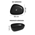 VitrA Outline Asimetrik Çanak Lavabo, 56 cm, Mat Siyah
