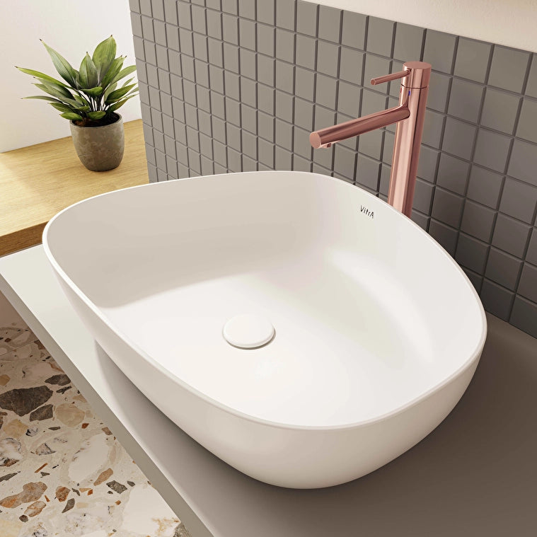 VitrA Outline Asimetrik Çanak Lavabo, 56 cm, Mat Beyaz