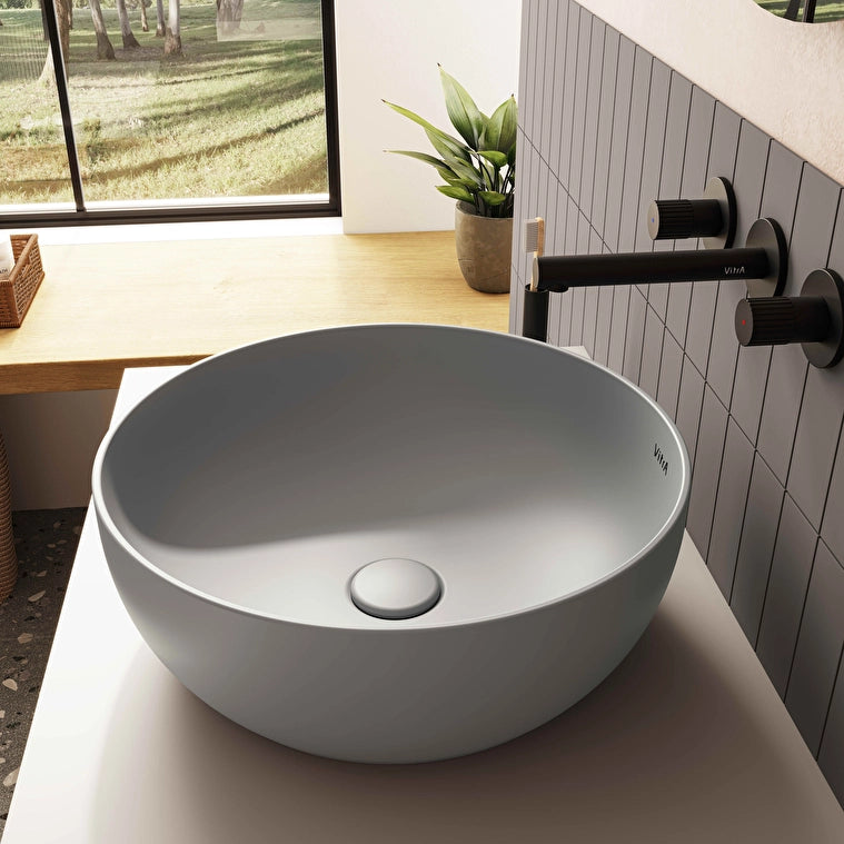 VitrA Outline Yuvarlak Çanak Lavabo, 40 cm, Mat Taş Gri