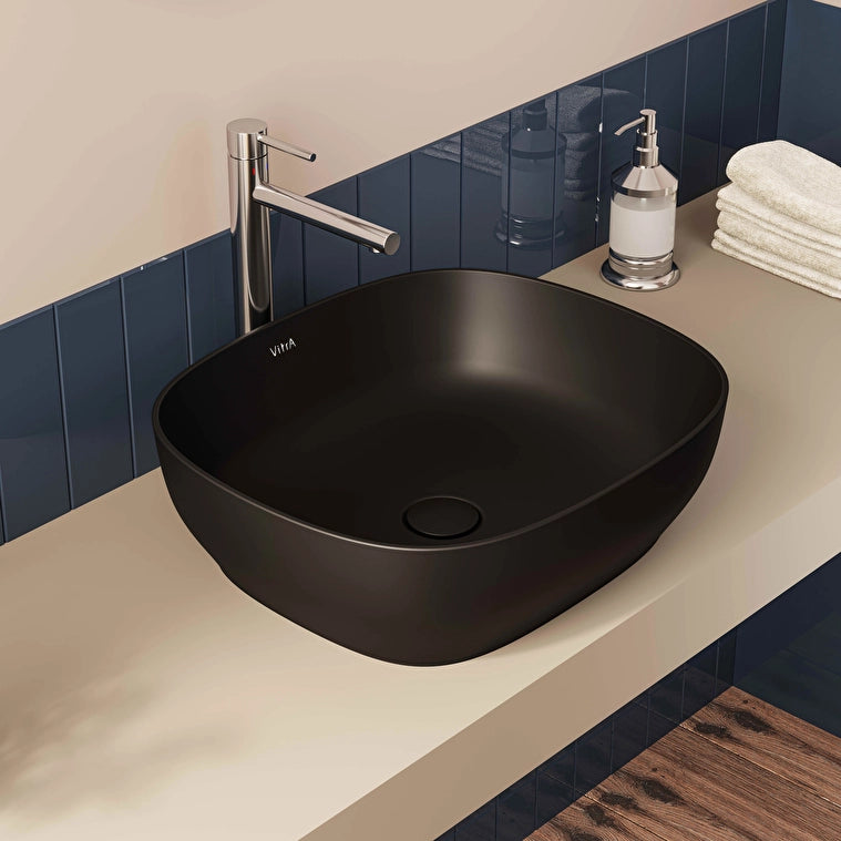 VitrA Outline Kare Çanak Lavabo, 48 cm, Mat Siyah