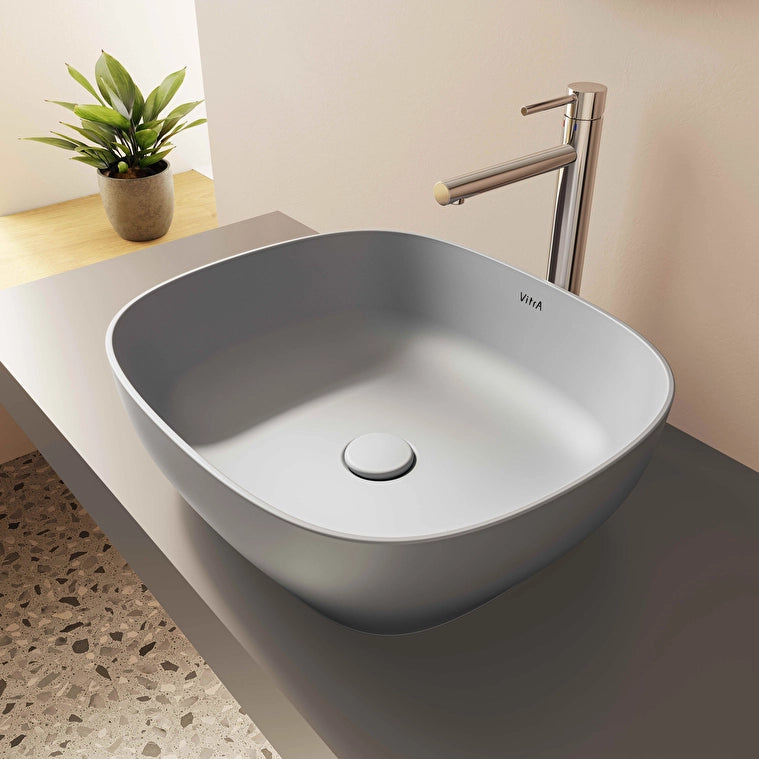 VitrA Outline Kare Çanak Lavabo, 48 cm, Mat Taş Gri
