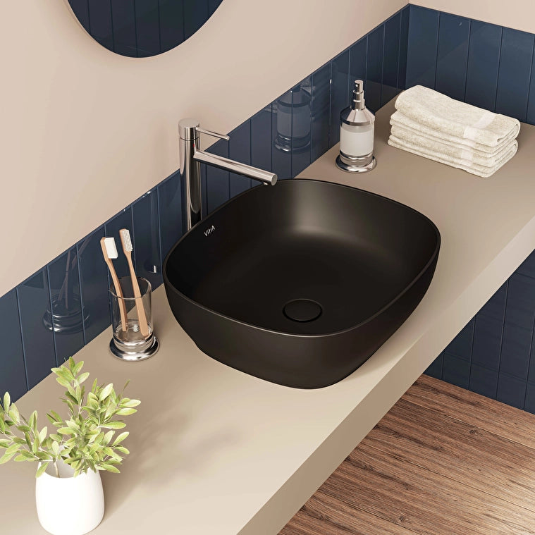 VitrA Outline Kare Çanak Lavabo, 48 cm, Mat Siyah