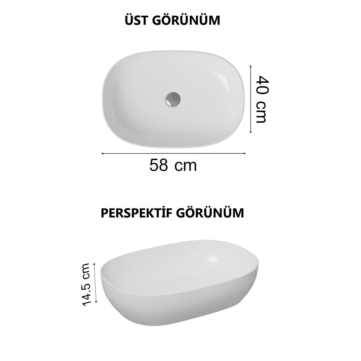 VitrA Outline Oval Çanak Lavabo, 60 cm, Beyaz
