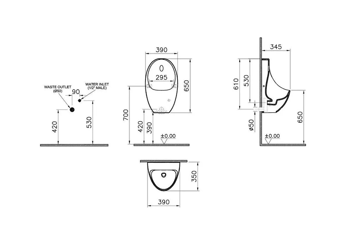 VitrA Arkitekt Ankastre Fotoselli Pisuvar, (Pilli)
