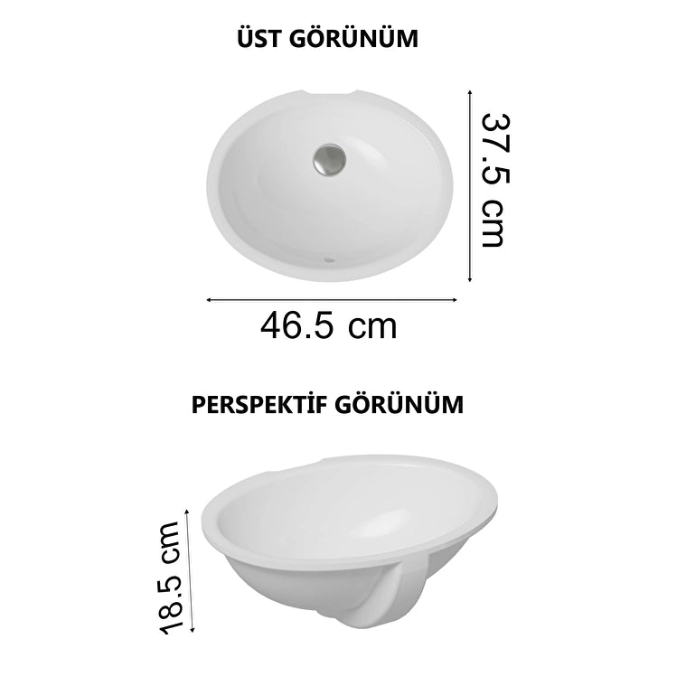 VitrA S20 Tezgahaltı Lavabo, Oval, Kompakt, 45x38 cm