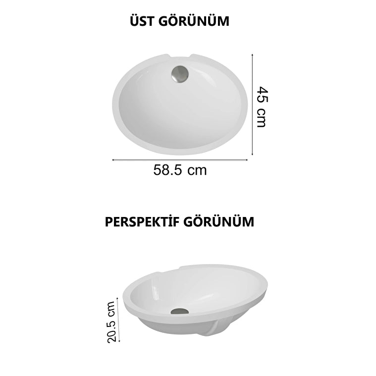 VitrA S20 Tezgahaltı Lavabo, Oval, 60x45 cm