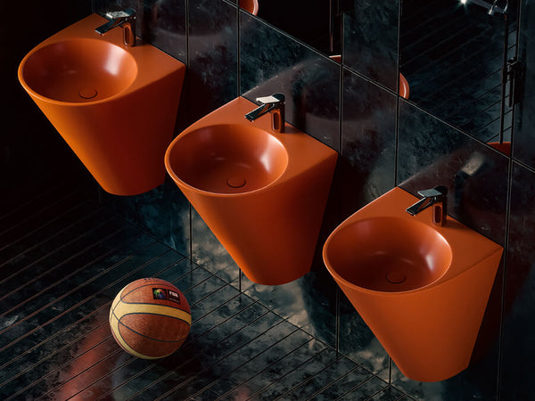 Lucco Garcia Asma Monoblok Lavabo 48 cm, Mat Turuncu