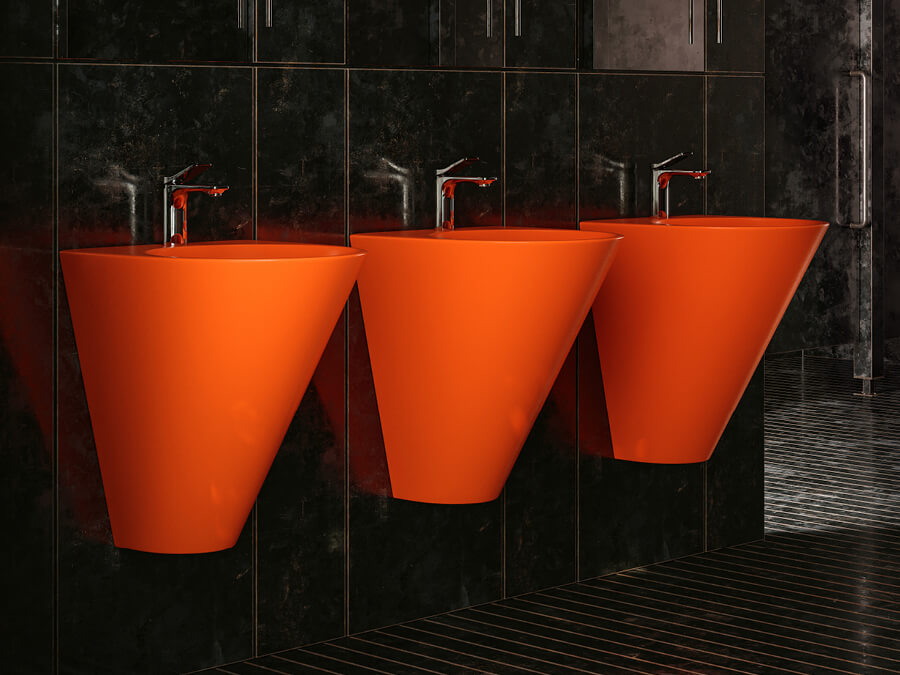 Lucco Garcia Asma Monoblok Lavabo 48 cm, Mat Turuncu