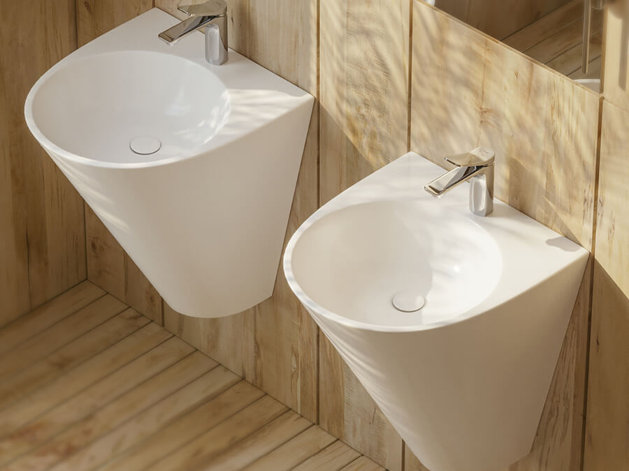 Lucco Garcia Asma Monoblok Lavabo 48 cm, Mat Beyaz