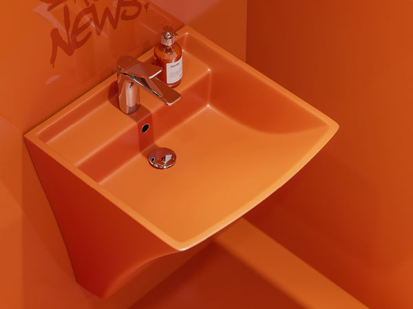 Lucco Loop Asma Monoblok Lavabo 50 cm, Mat Turuncu