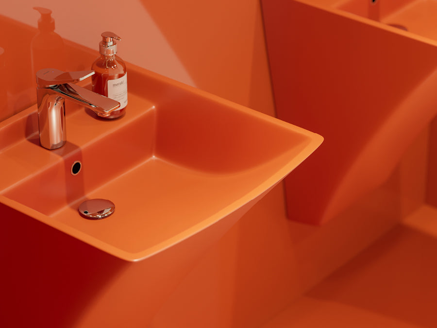 Lucco Loop Asma Monoblok Lavabo 50 cm, Mat Turuncu