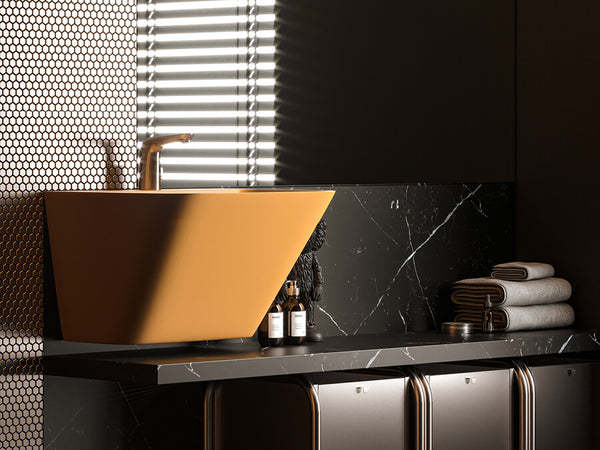 Lucco Moena Asma Monoblok Lavabo 55 cm, Mat Hardal Sari