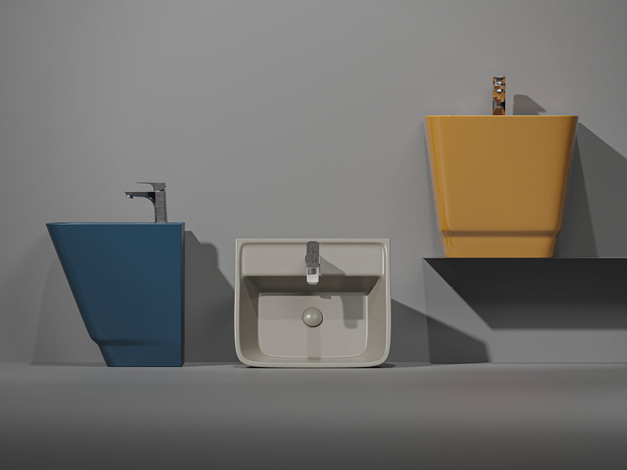 Lucco Bello Asma Monoblok Lavabo 52 cm, Mat Siyah