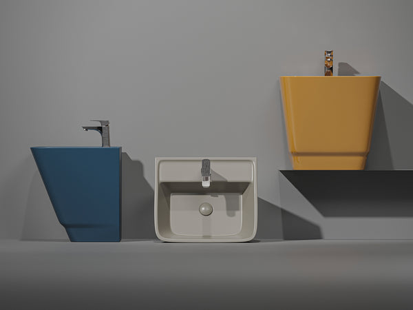 Lucco Bello Asma Monoblok Lavabo 52 cm, Mat Petrol Mavi