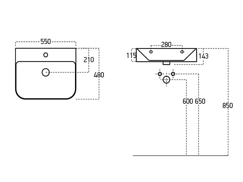 Lucco Allecra Tezgah ustu Lavabo 55 cm, Mat Beyaz