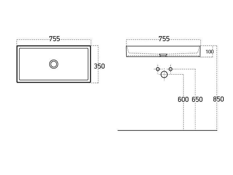 Lucco Balance Çanak Lavabo 75 cm, Mat Buz Mavi