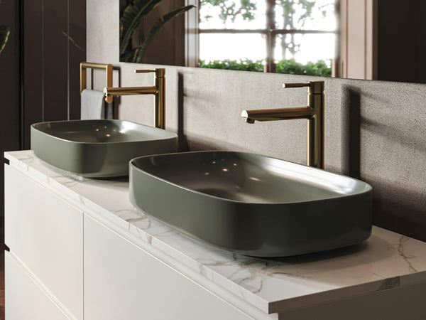 Lucco Matteo Çanak Lavabo 65 cm, Mat Yesil