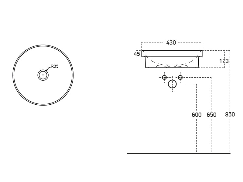 Lucco Laura Yarim Tezgah ustu Lavabo 43 cm, Mat Hardal Sari