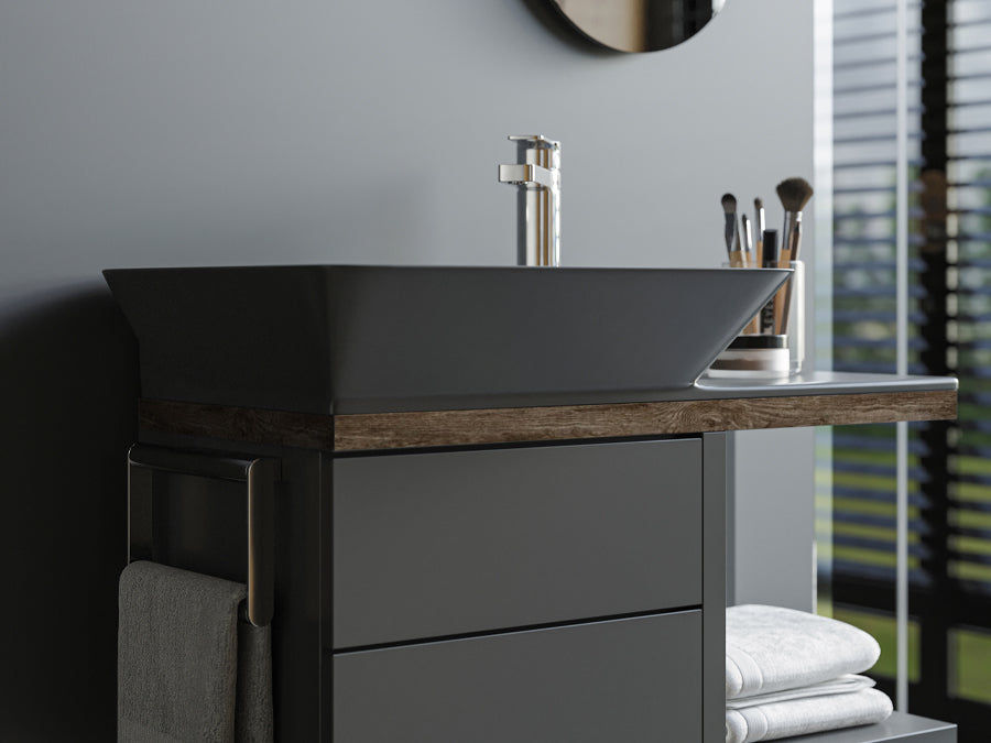 Lucco Poise-X Etajerli Lavabo 80 cm, Mat Antrasit