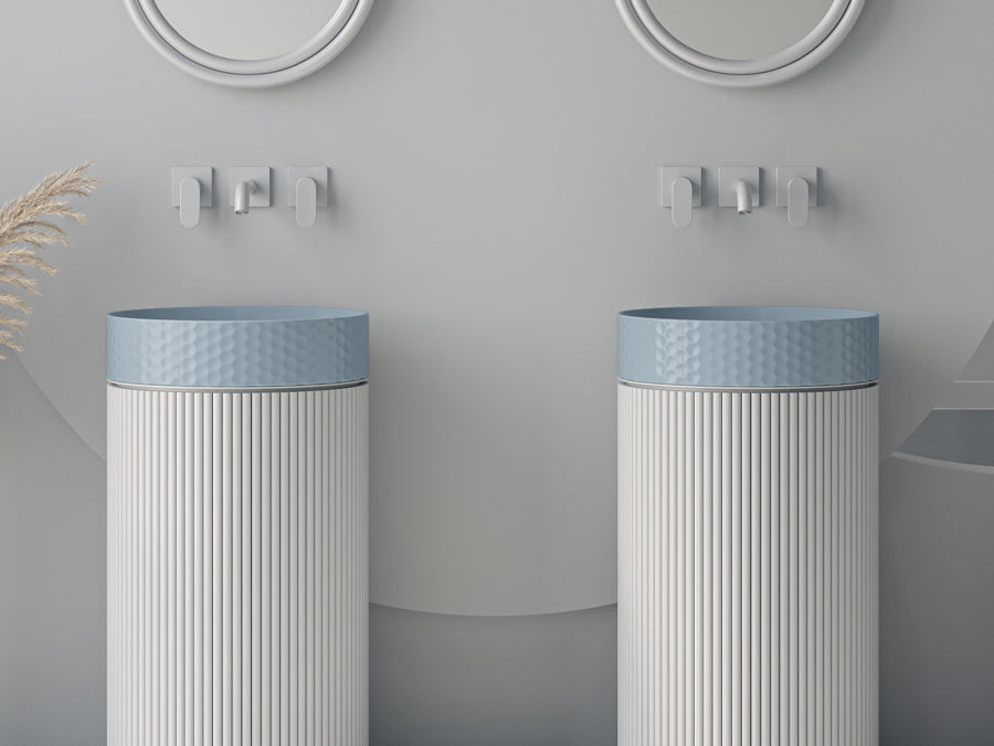 Lucco Siena Çanak Lavabo 44 cm, Mat Buz Mavi