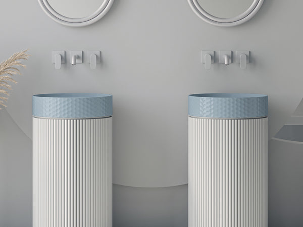 Lucco Siena Çanak Lavabo 44 cm, Mat Buz Mavi