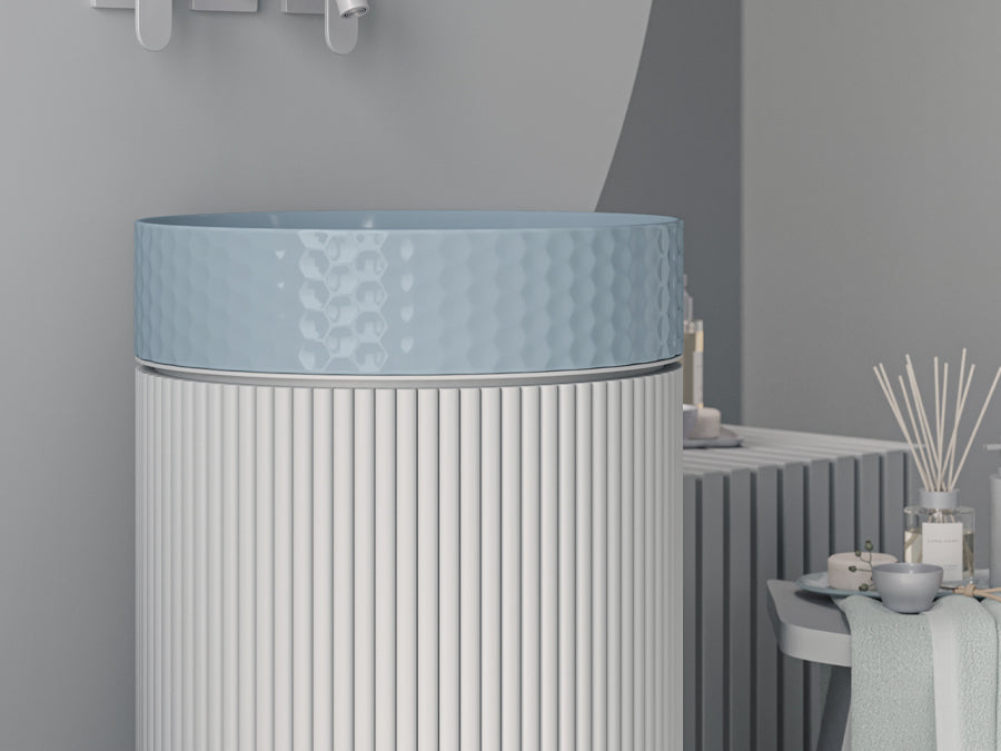 Lucco Siena Çanak Lavabo 44 cm, Mat Buz Mavi